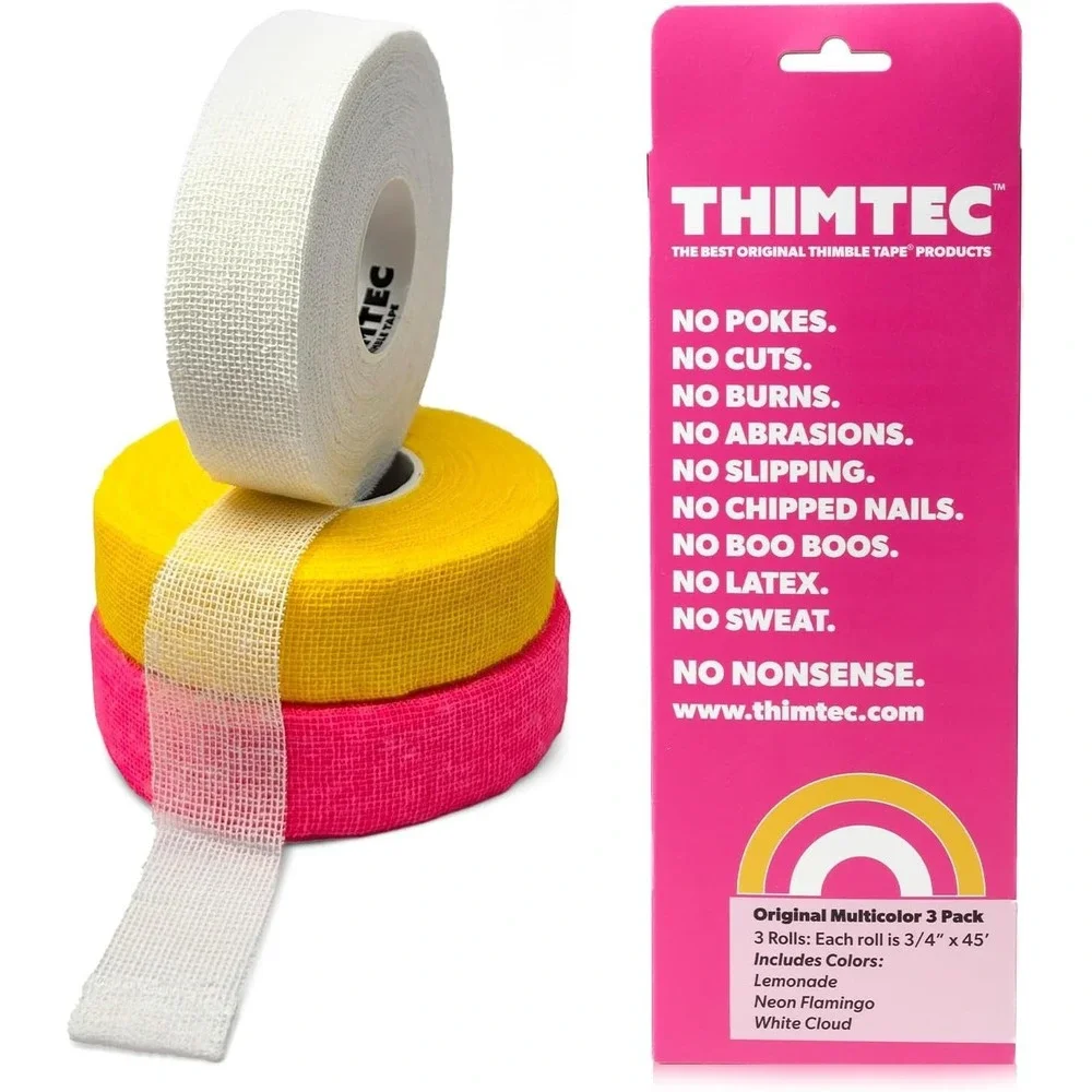 THIMTEC - The Original Thimble Tape for Hand Sewing - Fully Adjustable - 3 Pack